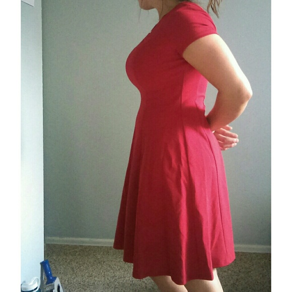 Bright Red Fancy Professional Business Dress - Picture 5 of 6